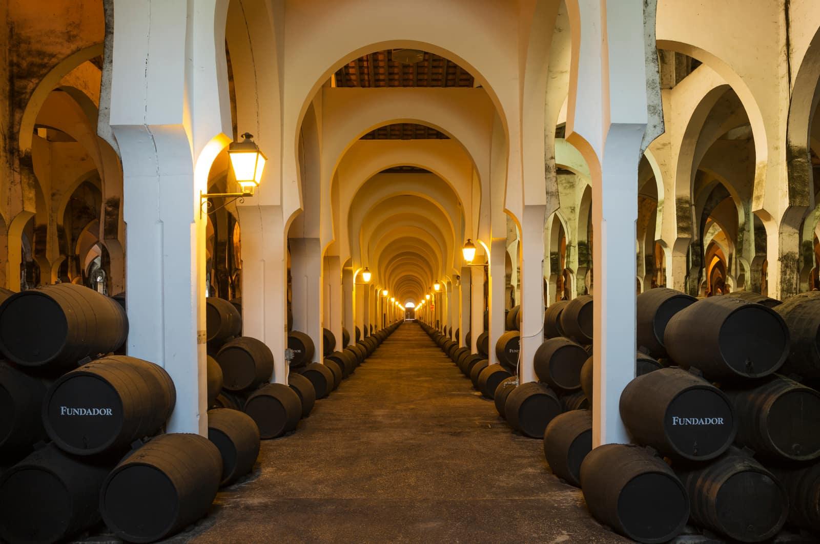 Sherry barrels in a Jerez bodega