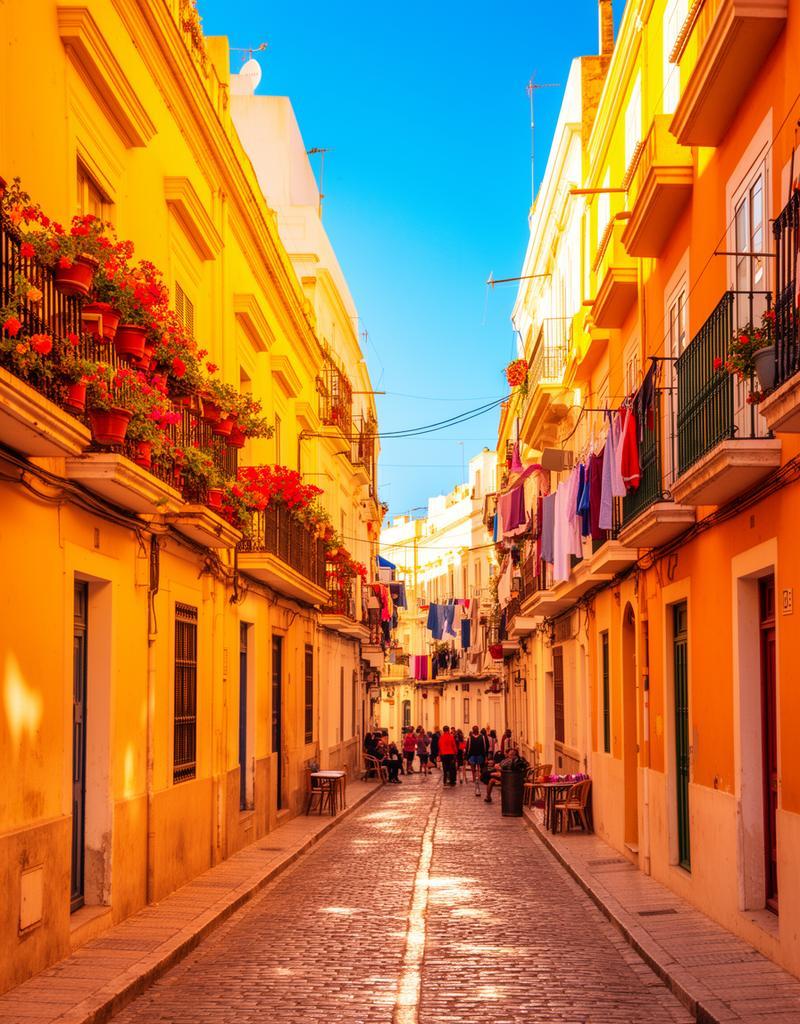Rustige woonstraat in de oude binnenstad van Cádiz