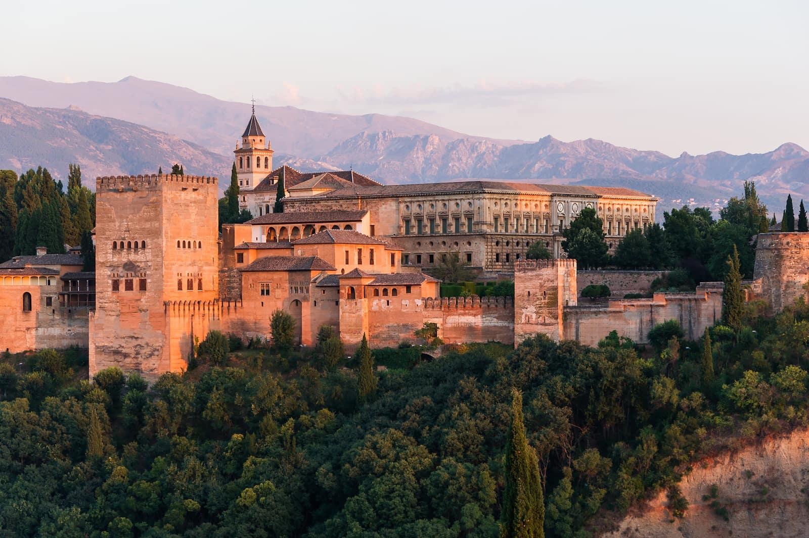 The Alhambra in Granada with the Sierra Nevada behind